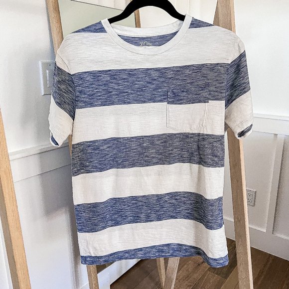 J. Crew Other - J CREW - blue and white striped pocket tee